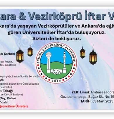 ANKARA & VEZİRKÖPRÜ İFTAR VAKTİ 